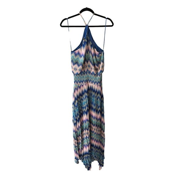 NWT Ramy Brook Giana Chevron Print Halter Maxi Dress Handkerchief Hem, Size M - Picture 3 of 14